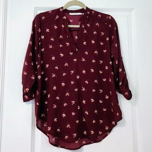 Lush Rose Print 3/4 Blouse